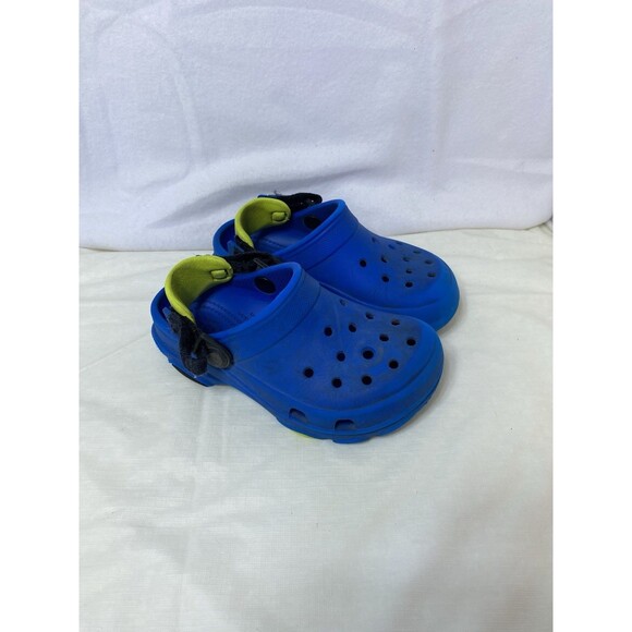 Crocs unisex-child Blue Yellow All Terrain Clogs With Adjustable Heel Strap 12C - Picture 1 of 8